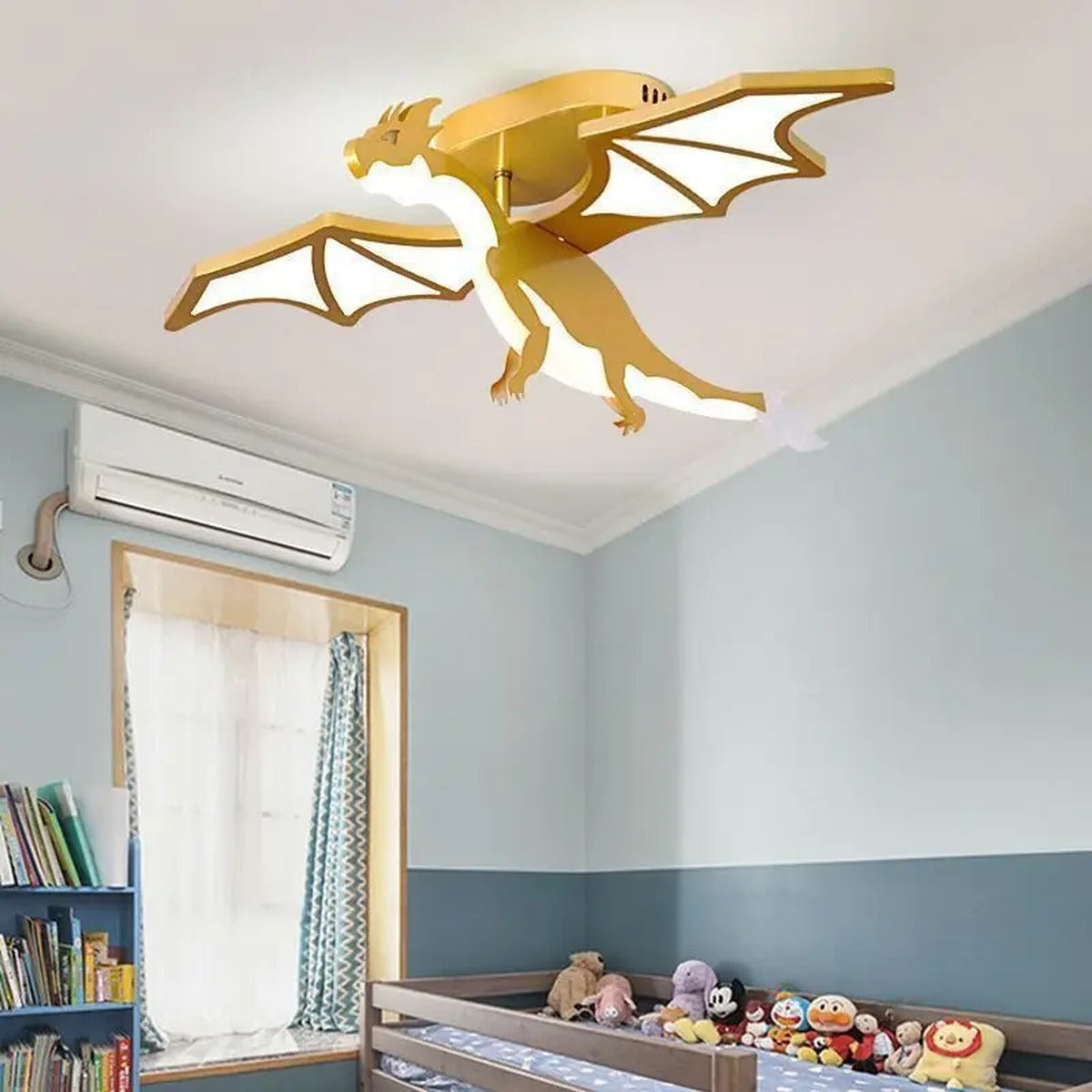 Children's Novelty Gold Dragon Ceiling Light Draevorn – Lifestyle View 4
