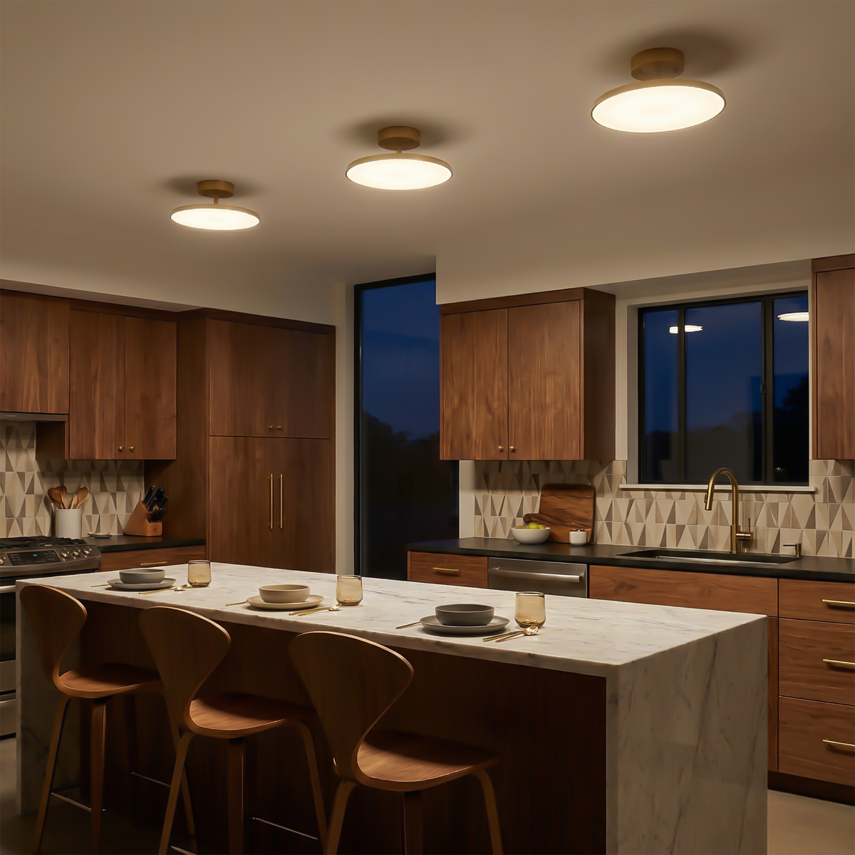 Brushed Aluminium Disc Ceiling Light Darevo – Hero Shot