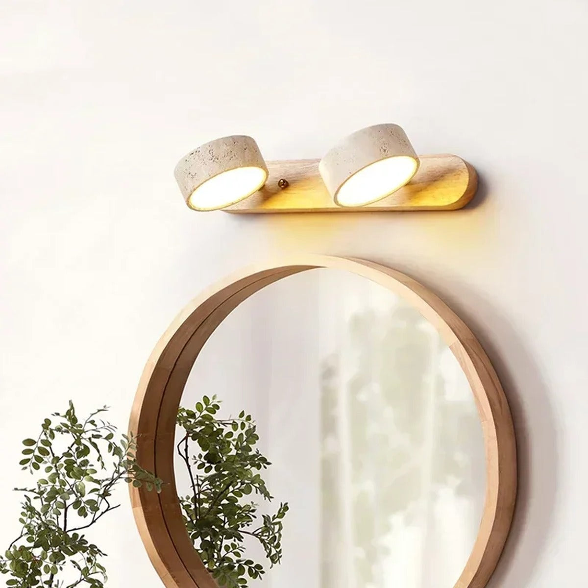 Japanese Marble Round Wall Sconce Shizenka – Lifestyle View 4