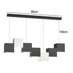 Evrixon cube cluster pendant — 7-head, mixed black & white finish, 80 cm span