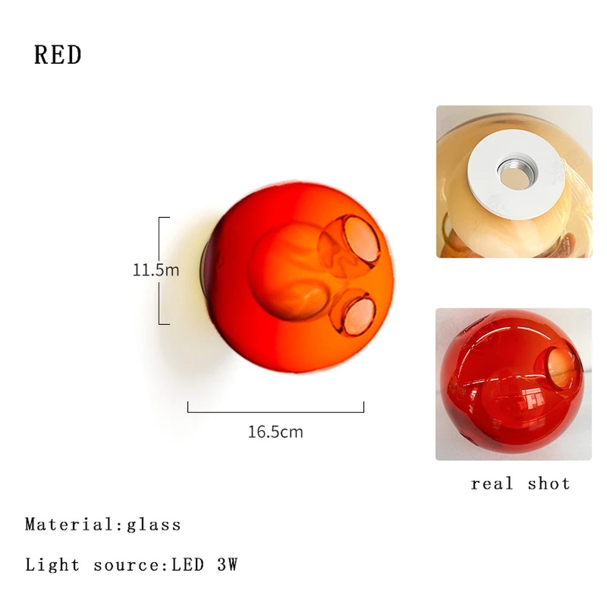 Coloured Glass Globe Wall Sconce – Chrometh – Product Detail 12