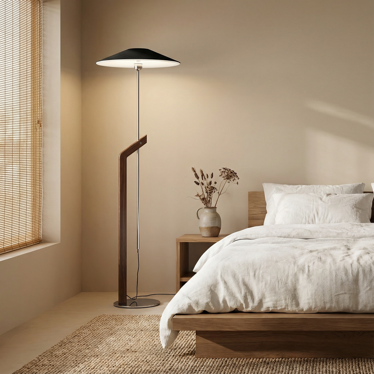 Solid Wood Arc Floor Lamp Florion – Lifestyle View 2