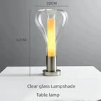 Smoked Glass & Wood Core Teardrop Pendant & Table Lamp – Meridax – Product Detail 9