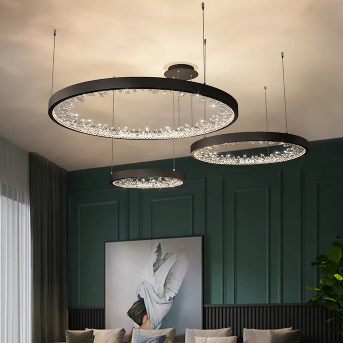Multi-Ring Crystal Fringe Chandelier – Mevorath – Lifestyle View 3