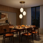 Gorvex Ceramic Globe Pendant – Lifestyle in Warm Dining Room