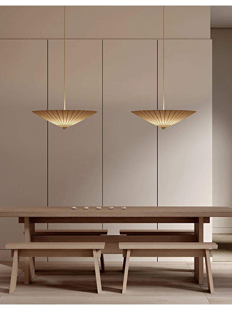 Janvoria pendant light — Natural Rib finish, detail pair