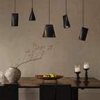 Solid Wood Sculptural Multi-Pendant Chandelier – Larven – Black Finish, Lifestyle
