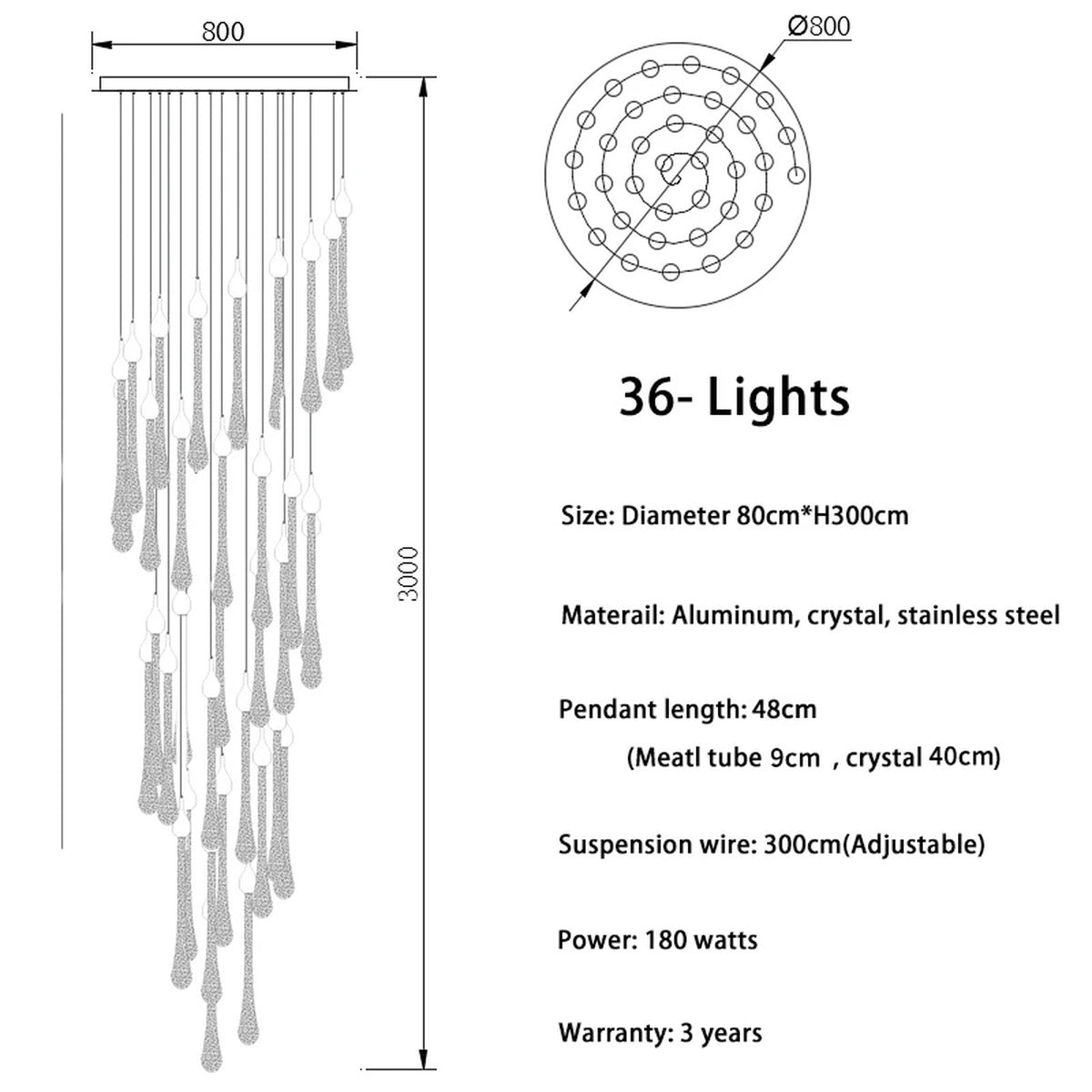 Modern Chandelier Sevon — 36 Heads(Spiral)