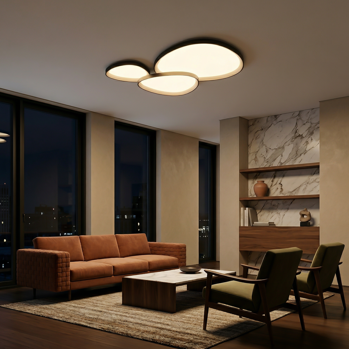 Organic Aluminum Pebble Ceiling Light Lithora – Lifestyle View 3