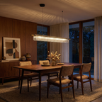 Elongated Metal Linear Pendant Light Fenox – Lifestyle View 2