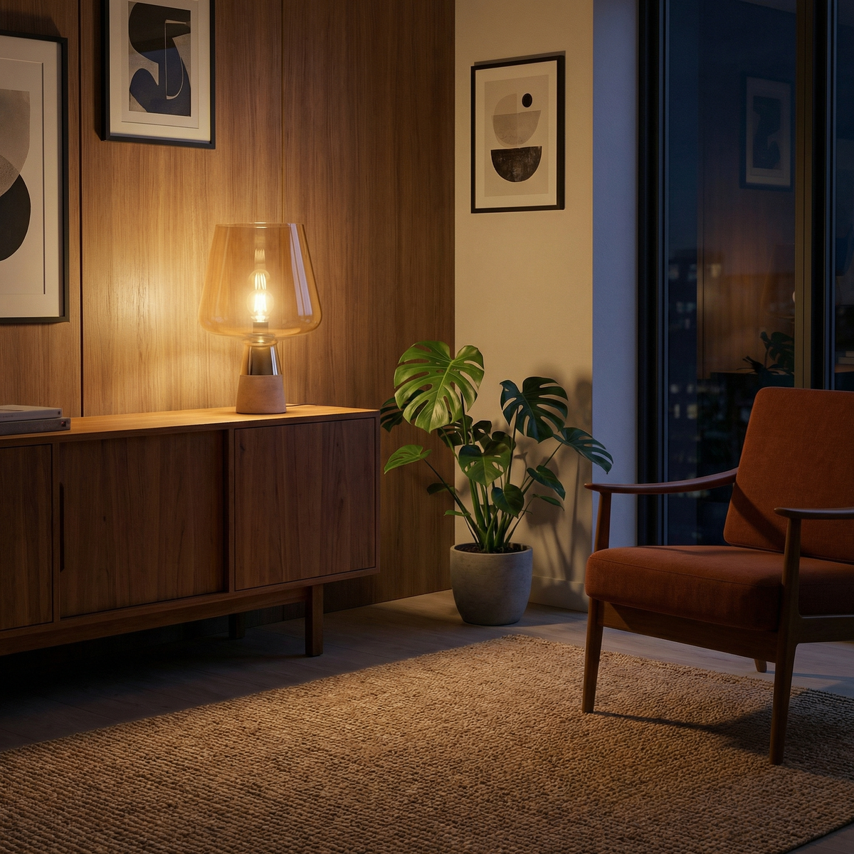 Mouth-Blown Glass Table Lamp Dervix – Lifestyle View 2