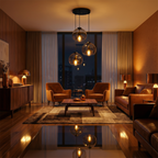 Glass Globe Cluster Pendant Trivorn – 3-Light Round Base, Smoked Gray, Living Room