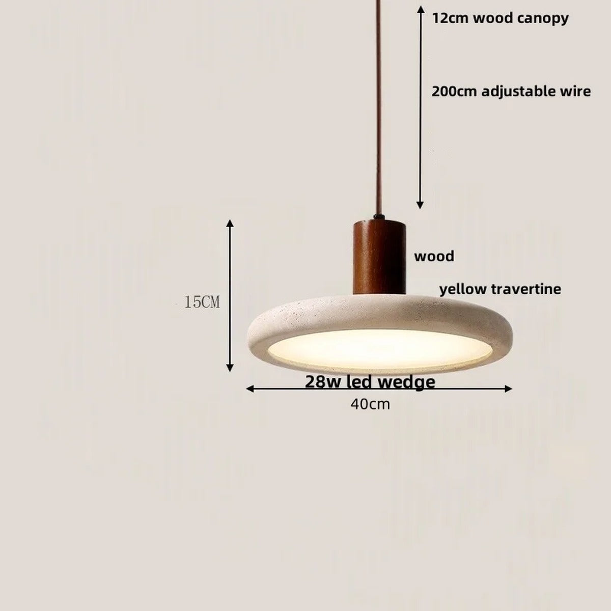 Natural Travertine Disc Pendant Light – Iaeston – Product Detail 11