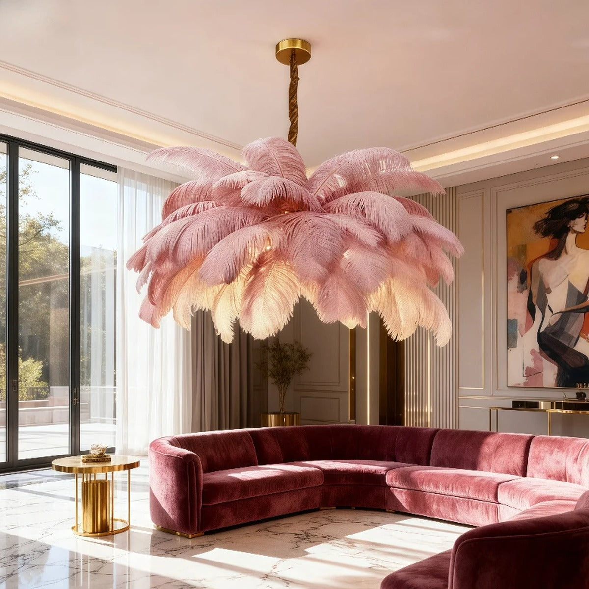 Luxe Ostrich Feather Chandelier – Plumessa – Lifestyle View 2