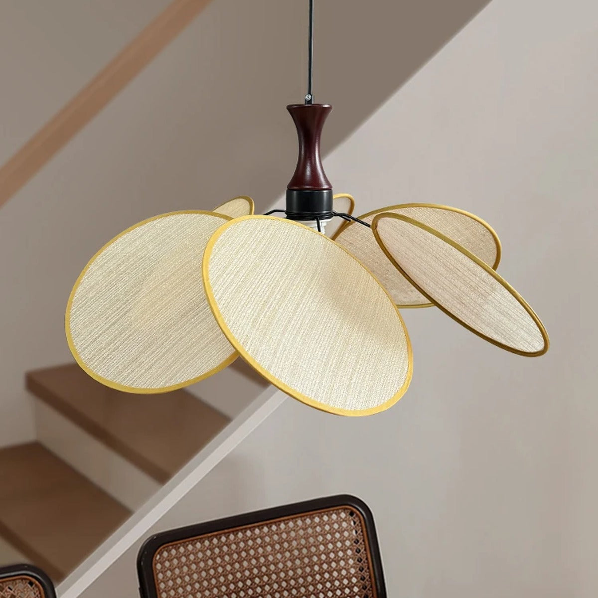 Woven Linen Petal Disc Pendant Light – Florenth – Product Detail 5