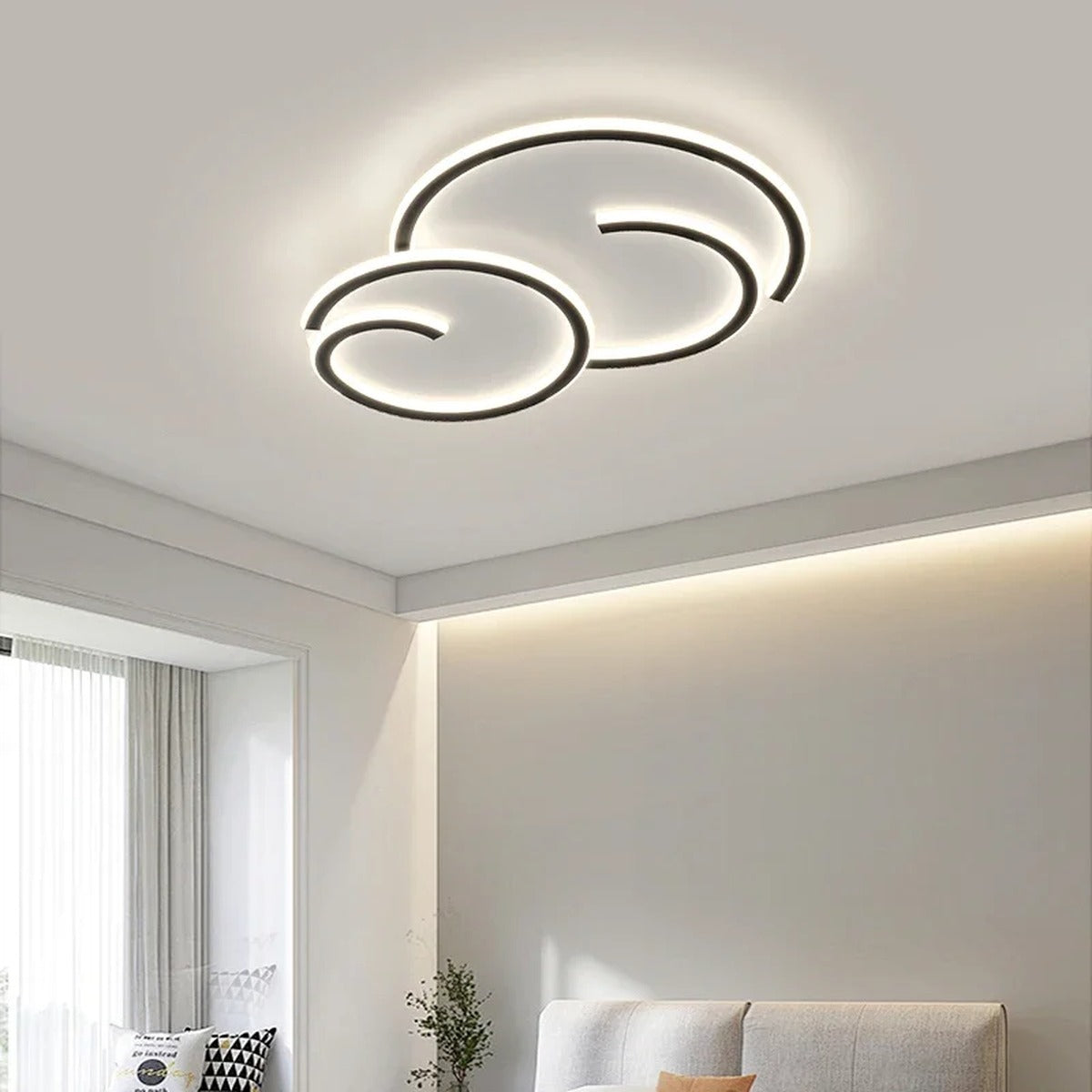 Praixion Round Double Ring LED ceiling light, matte black