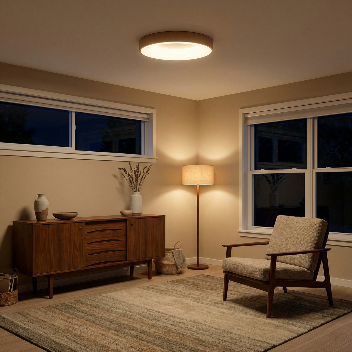 Round Metal Flush Ceiling Light Kenox – Lifestyle View 2