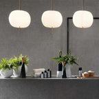 Frosted Glass Cushion Pendant Light – Rarven – Gold, Bathroom Vanity Trio