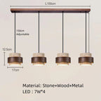 Travertine Drum Pendant Bar Light – Kevorn – 4 Heads