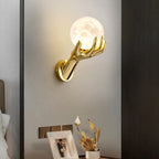Gold Hand Moon Globe Wall Sconce – Velantro – Lifestyle View 2