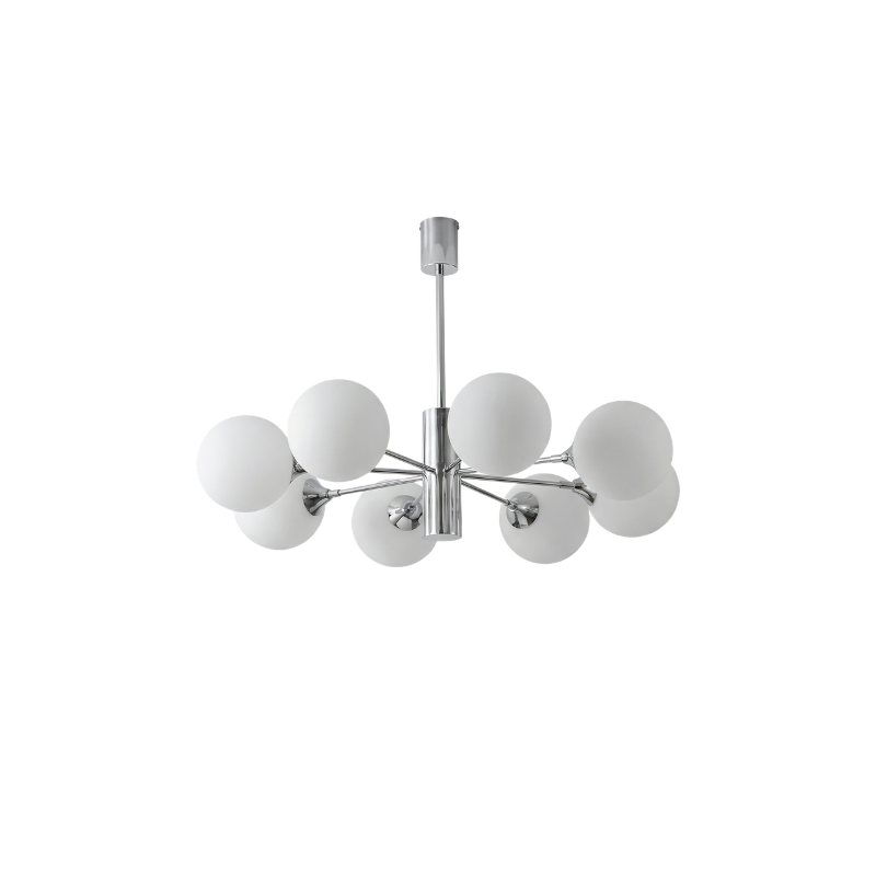 Sculptural Chrome Glass Globe Chandelier Genova