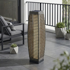 All-Weather Rattan-Effect Solar Floor Lamp Wicklow – balcony lifestyle