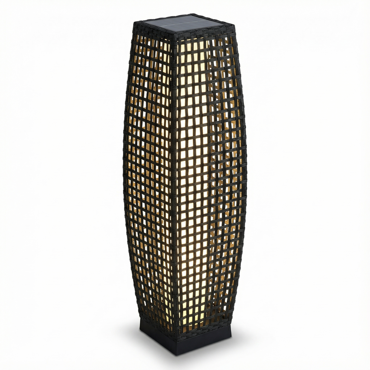 All-Weather Rattan-Effect Solar Floor Lamp Wicklow – studio detail