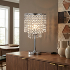 Cavelox crystal table lamp on a walnut sideboard, living room