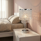 Cavelox crystal table lamp on a bedroom nightstand
