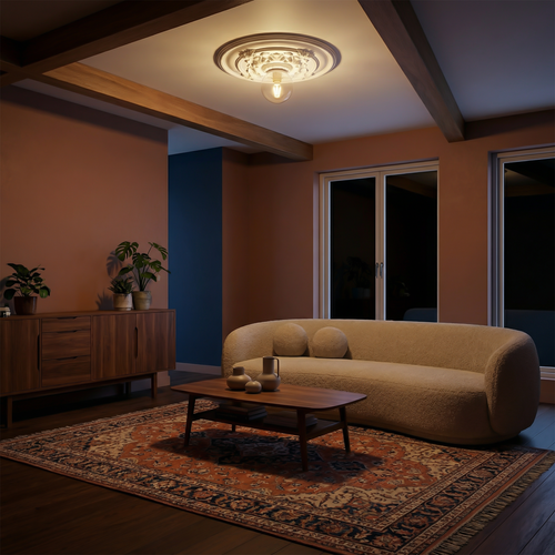 Carved Resin Medallion Ceiling Light Dalox – Hero Shot