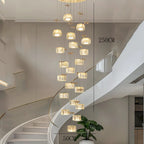Spiral Crystal Cascade Staircase Chandelier Xelvara – 21 Heads