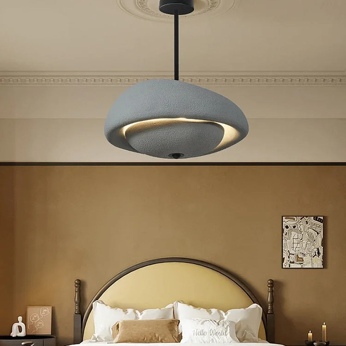 Textured Stone Pendant Light Ilvex — Cement Gray finish