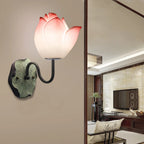 Luxanthe lotus flower resin wall sconce with mirror reflection