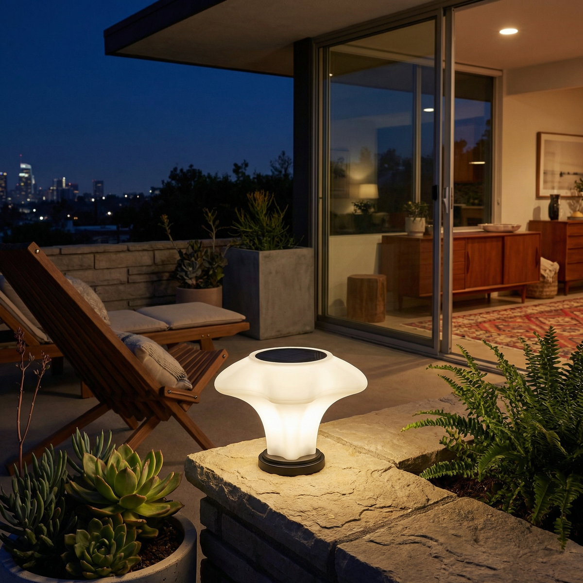 Sculptural Fluted Solar Pillar Light - Solvara