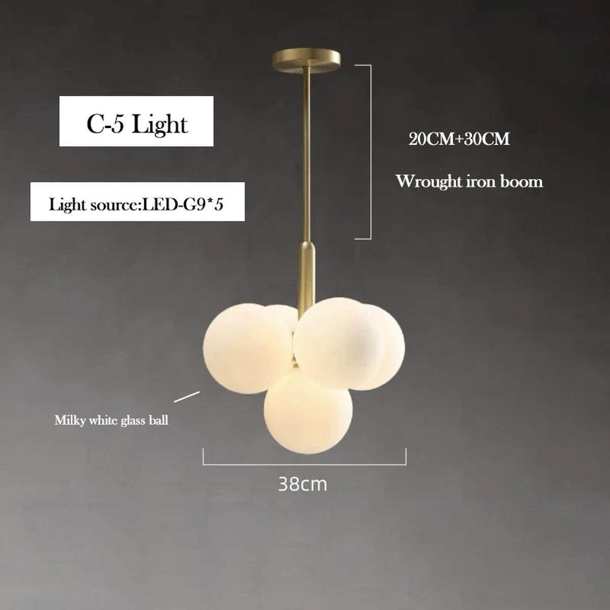 Brass Cluster Glass Sphere Pendant Orvelo – Product Detail 10