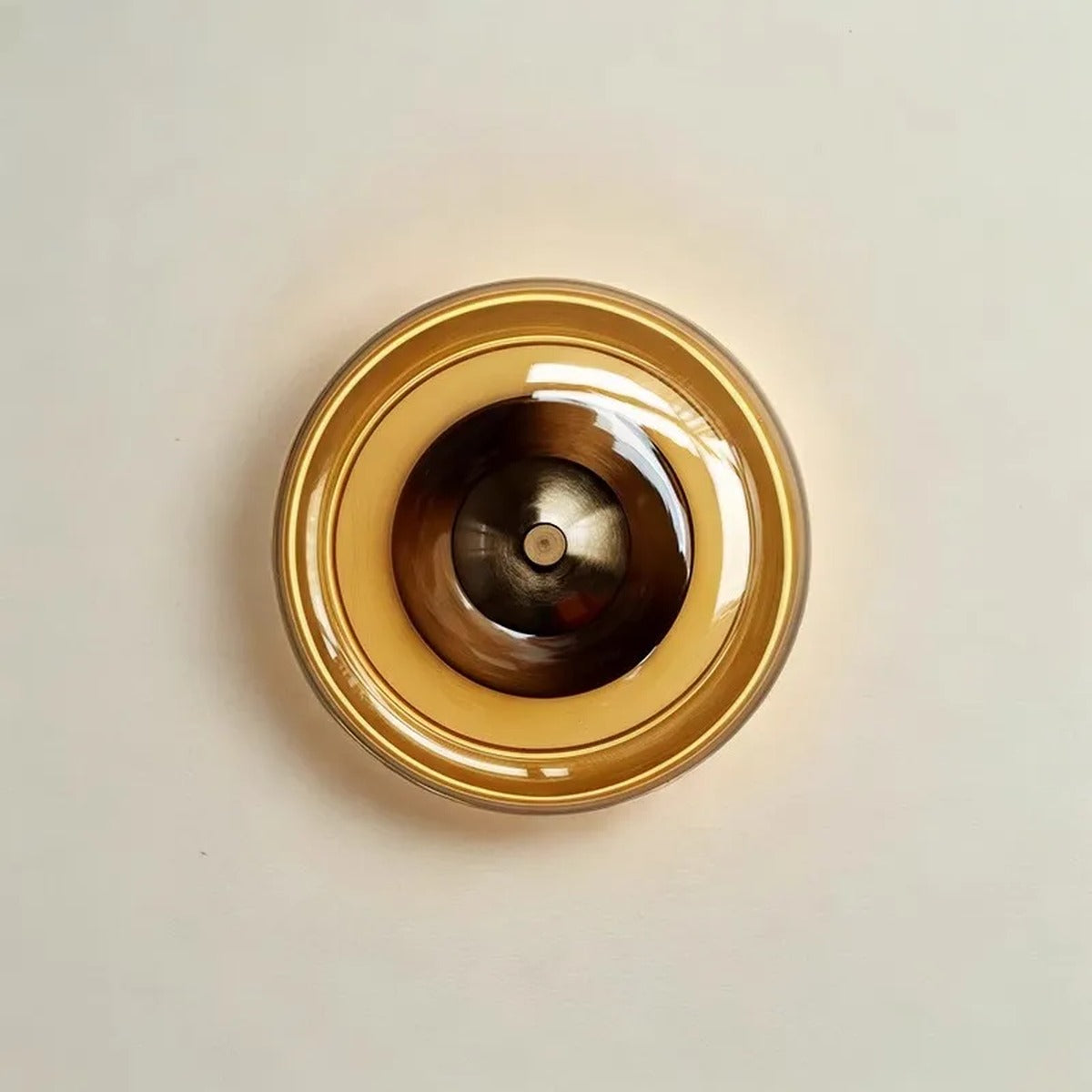 Postmodern Blown Glass Wall Sconce Garleth — Amber Glass top view