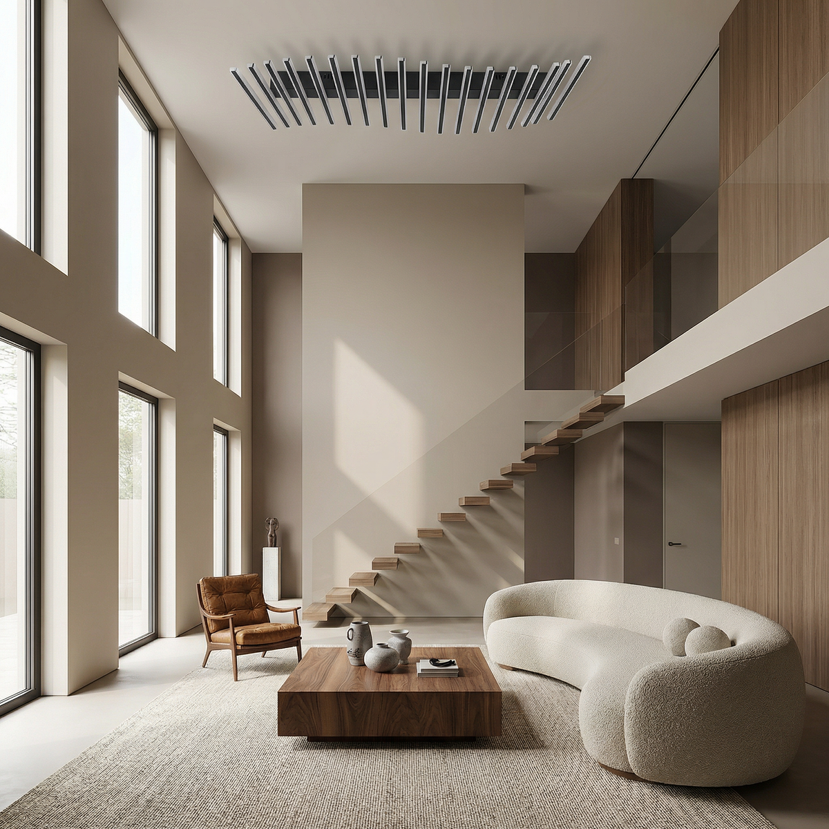 Sculptural Waves Metal Ceiling Light Denoxar – Lifestyle View 4