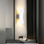 Galleron Hourglass wall sconce in white, lifestyle bedroom setting