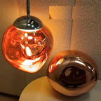 Melted Metallic Globe Pendant Light – Quieton – Rose Gold Finish