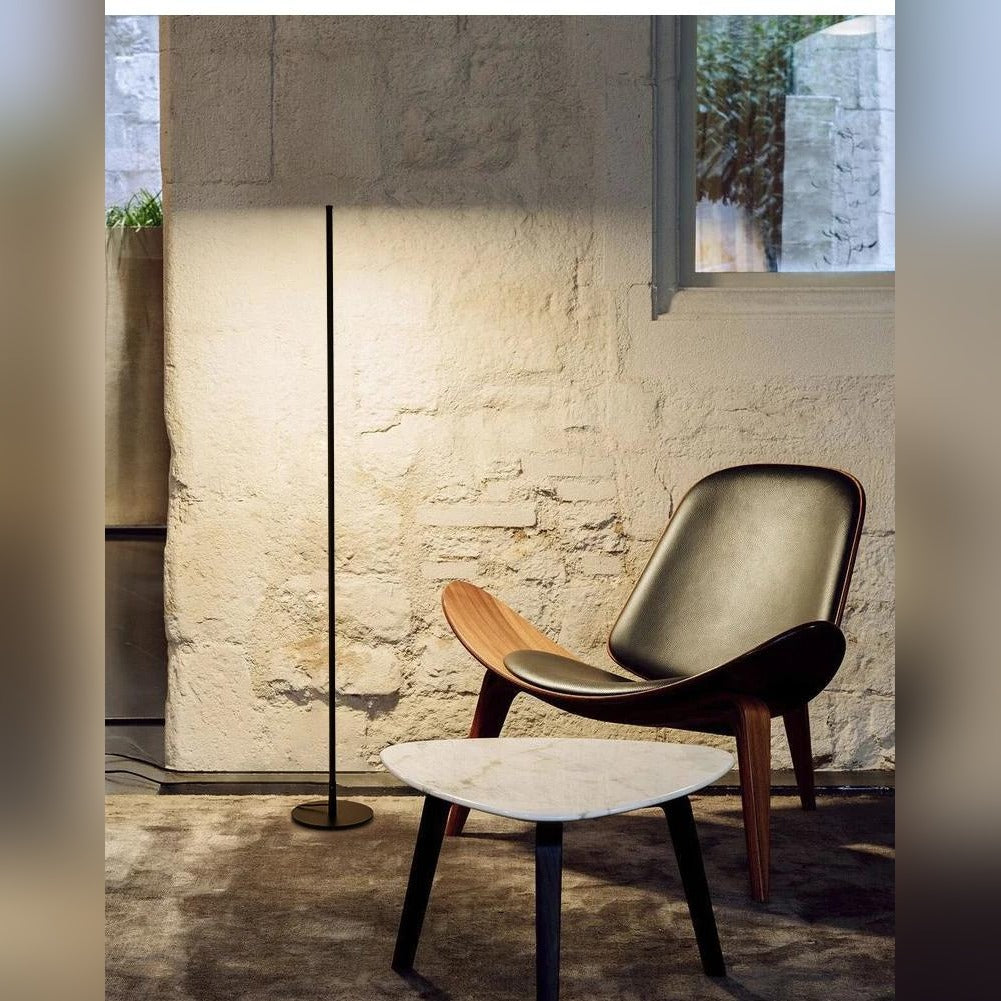 Nordvex minimalist linear LED floor lamp in Black finish, living room styling