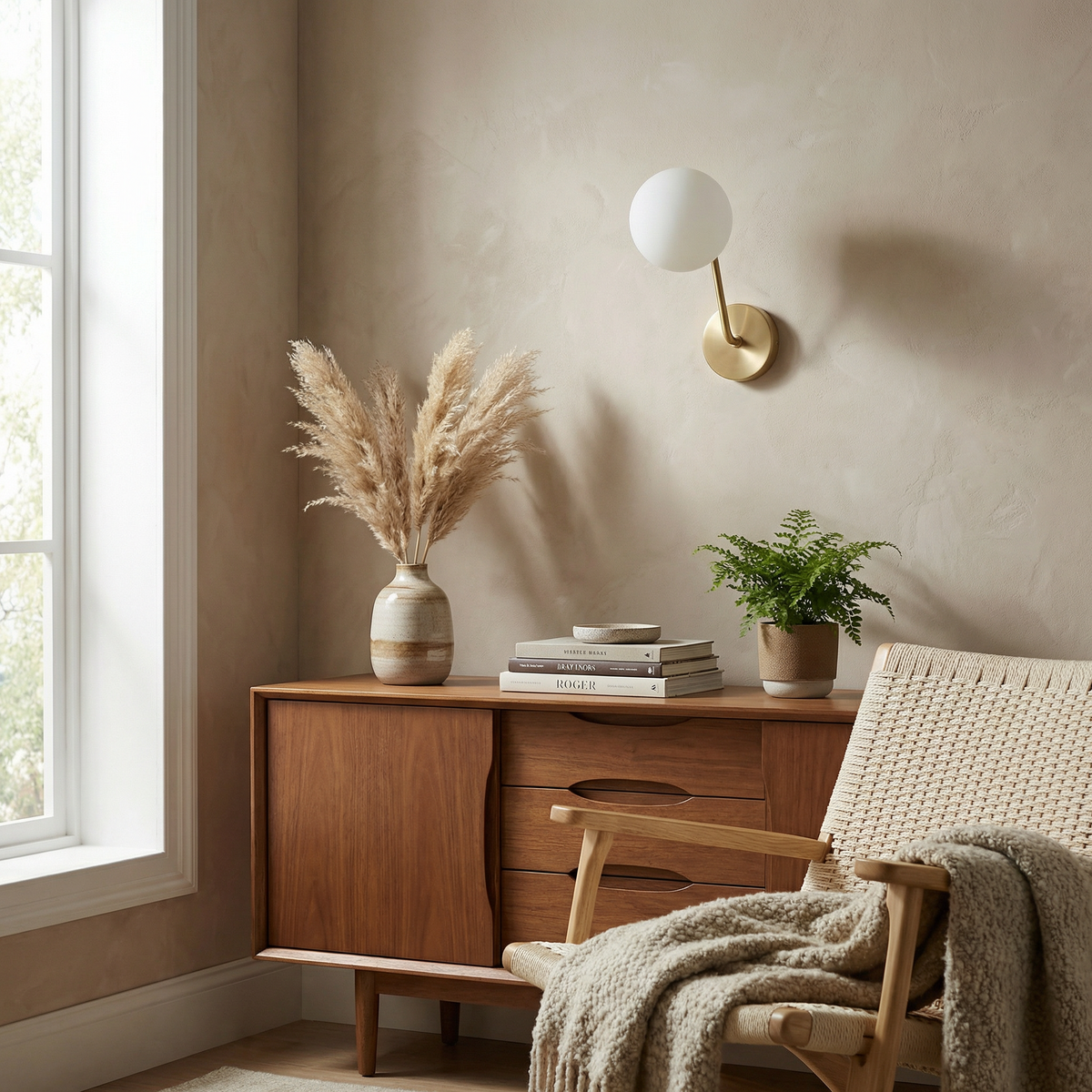 Curved Arm Globe Wall Sconce Apion