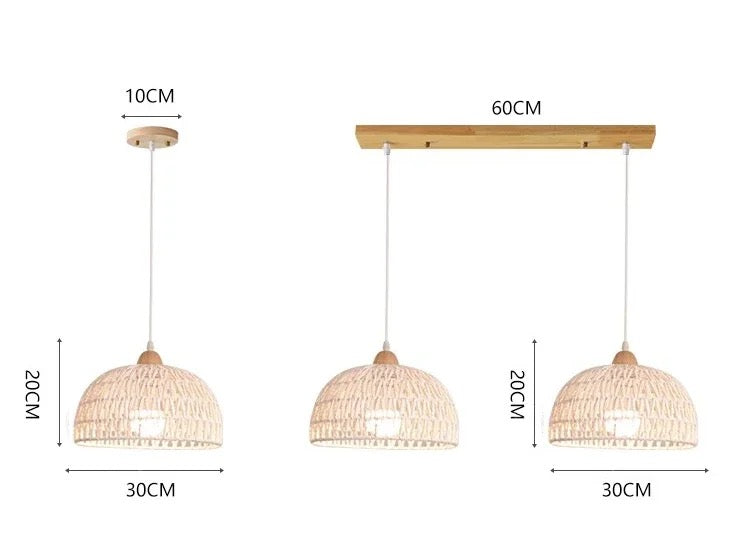 Gwaelindra pendant light — trio cluster dimensions