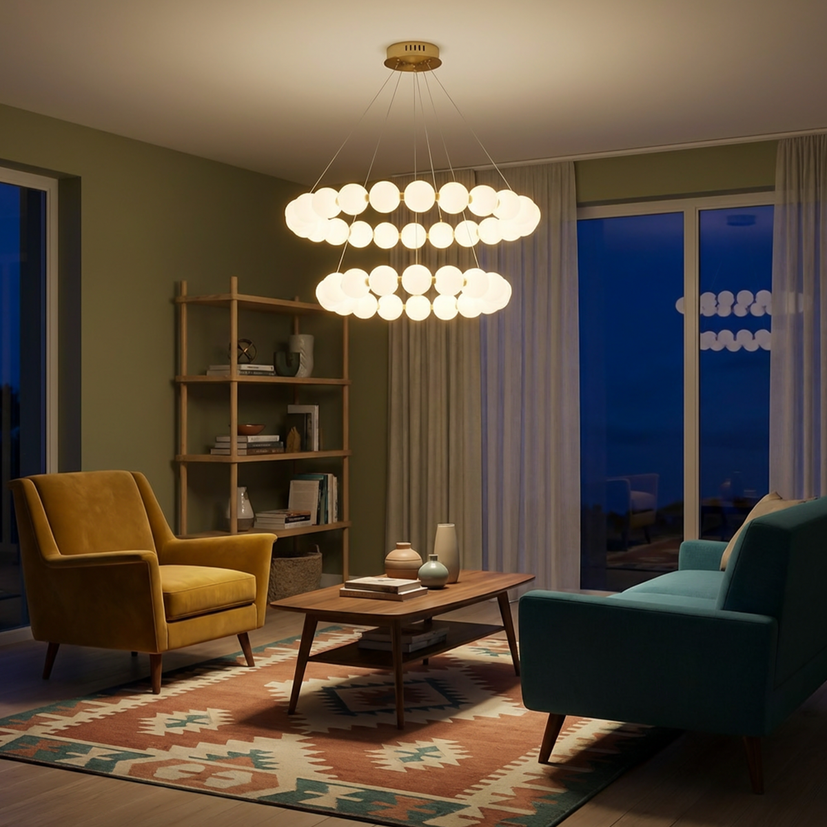 Acrylic Drum Flush Chandelier Capmon – Lifestyle View 2