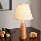 Solid Wood Cone Base Linen Shade Table Lamp – Darlivo – Lifestyle View 2
