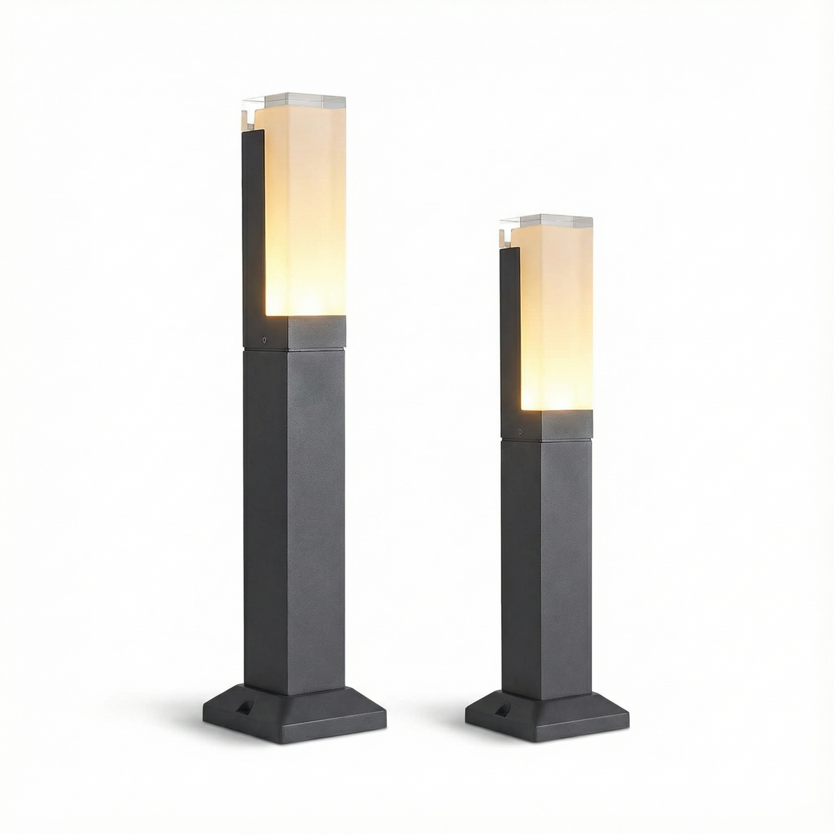 Modern Aluminium Garden Path Light Evmora - studio shot, two heights compared