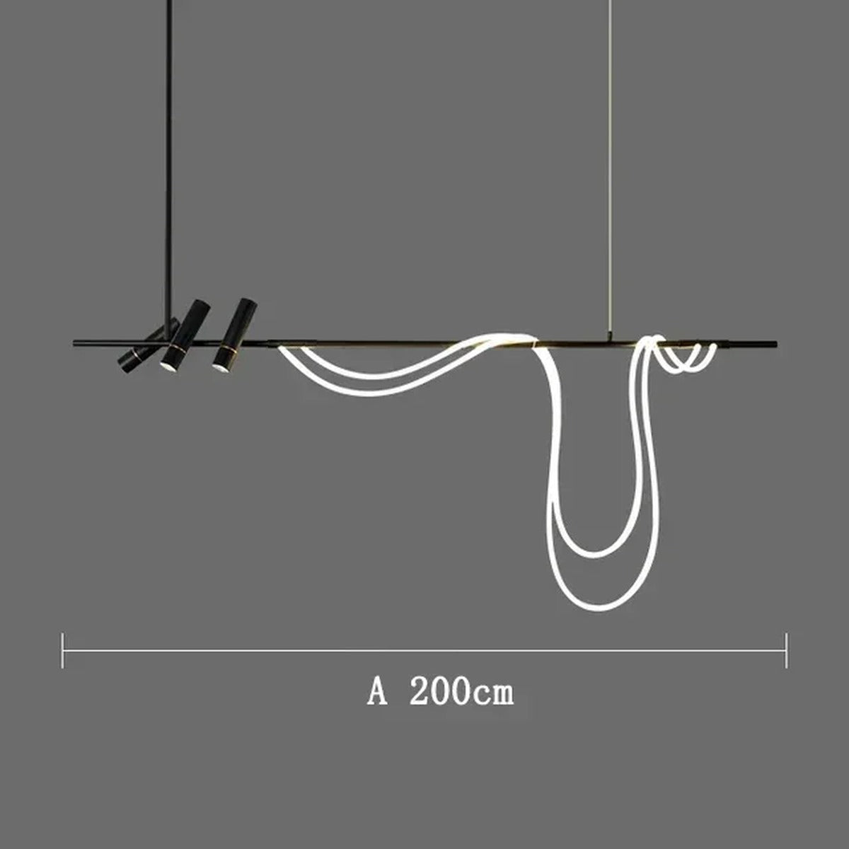 Sculptural LED Rope & Spotlight Linear Chandelier – Relionix – Product Detail 10