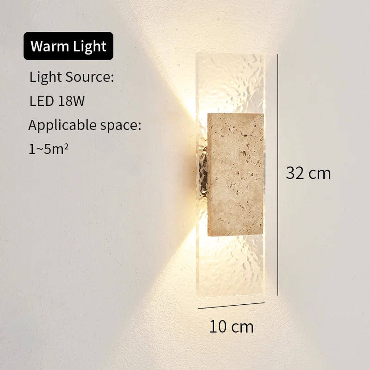 Travertine & Crystal Up/Down Wall Light – Jolux – Product Detail 7