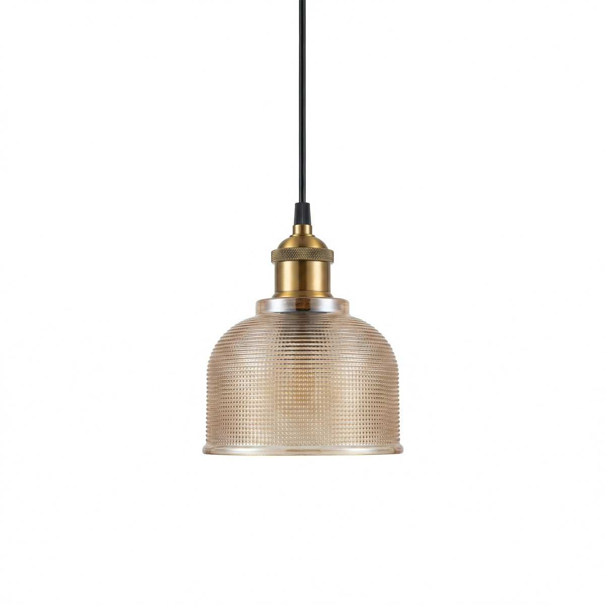 Ribbed Glass Bell Pendant Light Gilnox – Amber