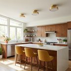 Hand-Finished Copper Disc Ceiling Light Coprevo – Brushed Copper, Kitchen Lifestyle