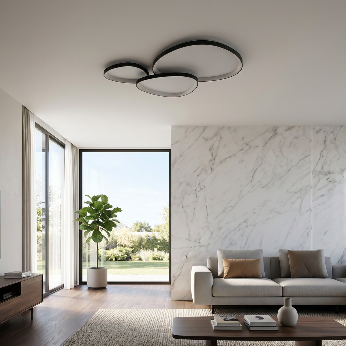 Organic Aluminum Pebble Ceiling Light Lithora – Lifestyle View 2
